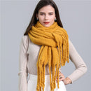 2022 New Women Plaid Scarf Winter Pashmina Shawls Cashmere Thick Wraps Lady Tassel Warm Scarves Rainbow Hairy Bufanda