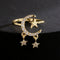 Fashion Classic Sun Moon Star  Rhinestone Rings For Women Open Adjustable Zircon Copper 18K Gold-Plating Geometric Rings