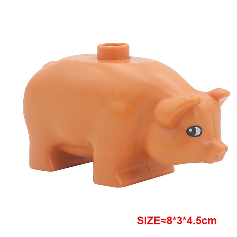 Big Building Block Accessories Chicken Duck Dog Cat Bird Cattle Sheep Zebra Rhinoceros Insect Zoo Series DIY Duploes Toy Gift