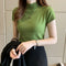 Womens Tops And Blouses Summer Short Sleeve Blouse Women Blusas Mujer De Moda 2021 Turtleneck Knitted Blouse Shirt Tops C931