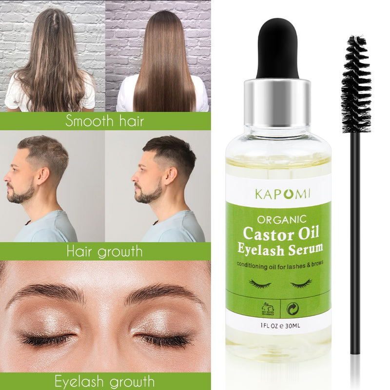 Natural Castor Oil Eyelashes Growth Essential Oil Thick Longer Nourishing Enhancer Lash Eyebrow Hair Growth Liquid Castor Serum