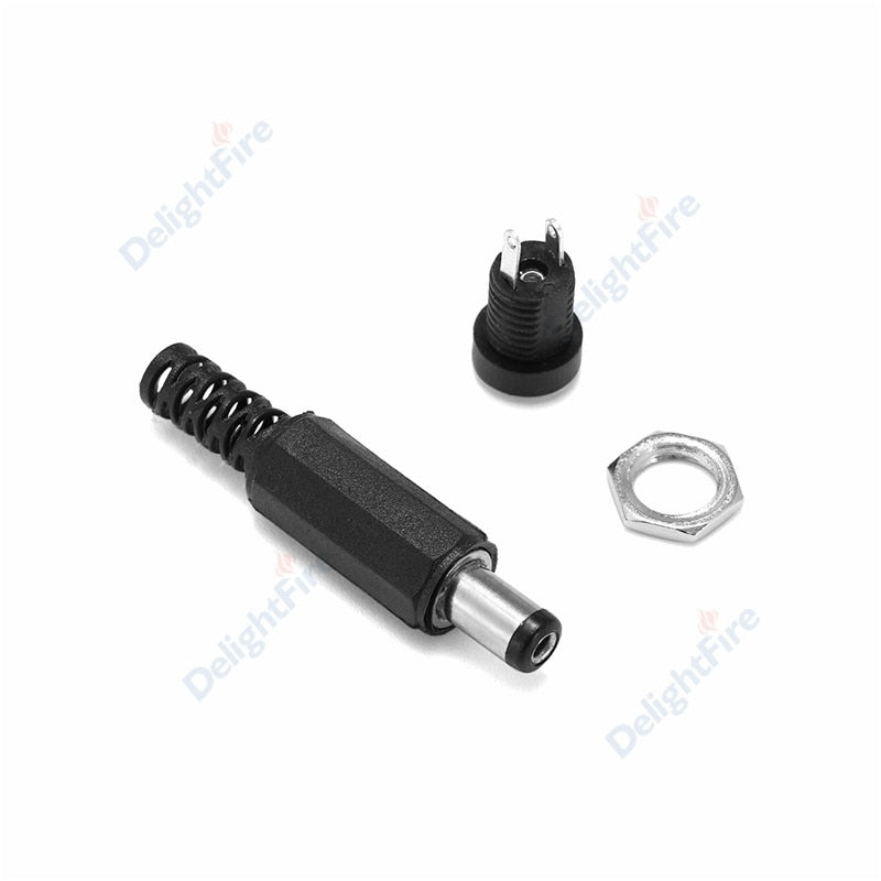 12V 3A 5.5mm 2.1mm Plug Socket DC Connectors DC Power Socket Male Female Jack Screw Nut Panel Mount DC Power Adapter Connector