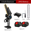 6 Inch Handheld Electric Saw.2PCS Lithium Battery with Indicator.Portable Mini Pruning Chainsaw Garden Woodworking Cutting Tool