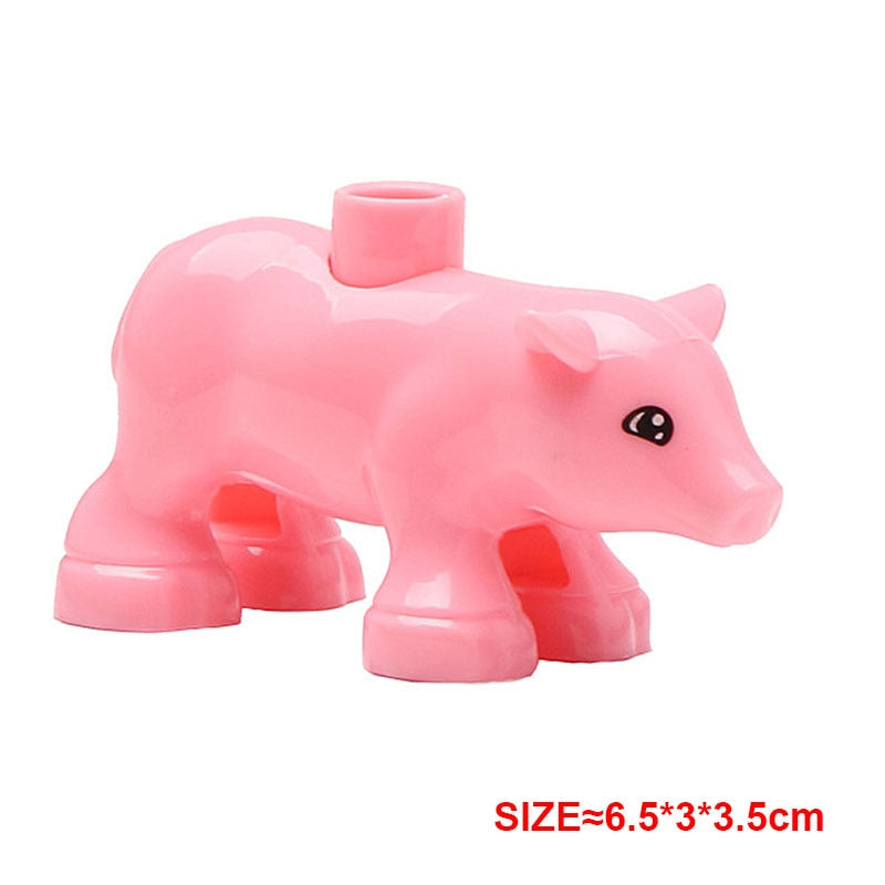 Big Building Block Accessories Chicken Duck Dog Cat Bird Cattle Sheep Zebra Rhinoceros Insect Zoo Series DIY Duploes Toy Gift