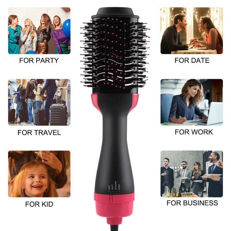 3 In1 Hair Curler Dryer Brush Electric Blow Dryer Comb Hair Curling Wand Detachable Brush Kit Negative Ion Straightener