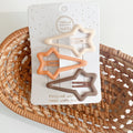 3pcs Frosted Simplicity Hairpins for Girls Star Oval Triangle Square Hair Clips for Kids Snap Hair Clips Hairpins Click Clack