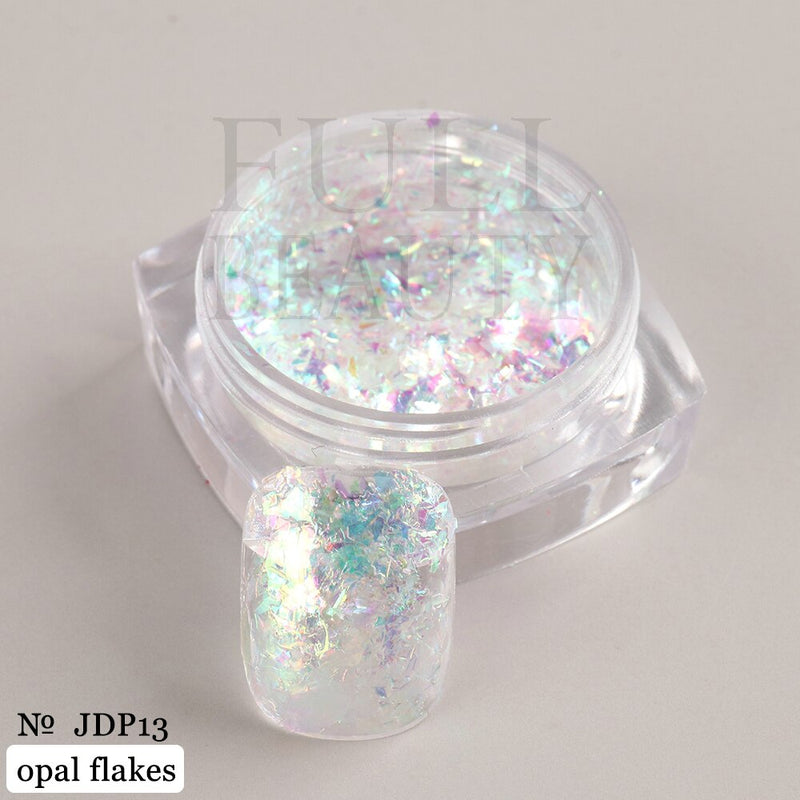 Crystal Fire Opal Flakes Nail Sequins Purple Holographic Glitter DIY Chrome Powder for Spring Nails Manicure Paillettes GL1857