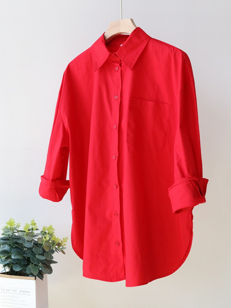 Basic Candy Colors Shirt Women&