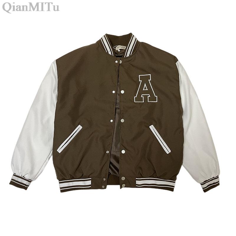 Autumn Winter Fashion Bomber Jackets for Women Streetwear Baseball Uniform Oversized Coat Jackets and Coats Loose student