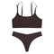 Women Seamless Bra Set Sexy Thong Low Waist Panties Wire Free Bra Bralette Lingerie Brassiere Ice Silk Female Underwear Set