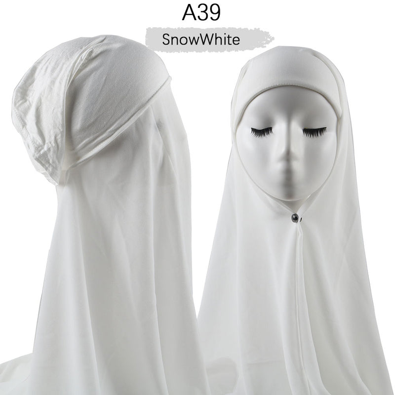 Instant Hijab With Cap Heavy Chiffon Jersey Hijab For Women Veil Muslim Fashion Islam Hijab Cap Scarf For Muslim Women Headscarf