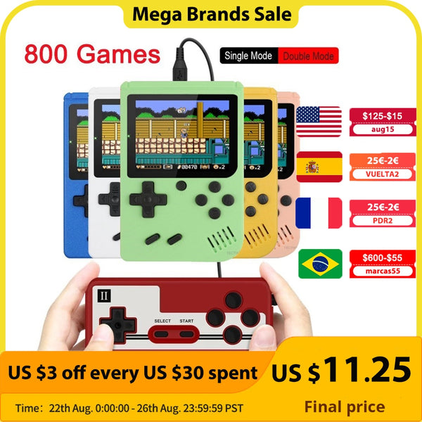 800 IN 1 Retro Video Game Console Handheld Game Player Portable Pocket TV Game Console AV Out Mini Handheld Player for Kids Gift