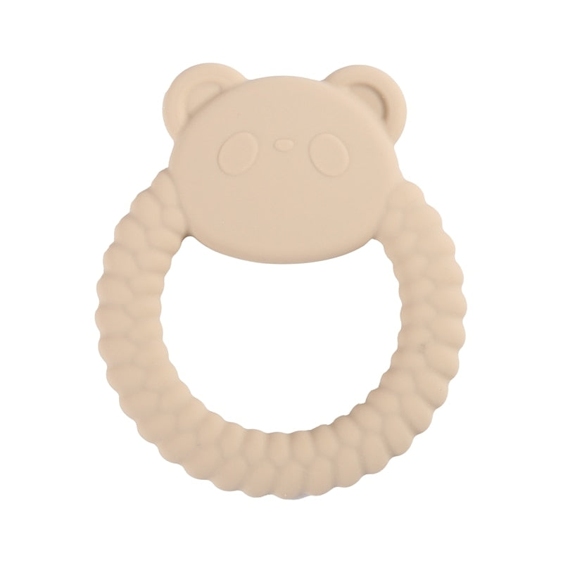 1pc Baby Teether Silicone Bracelet BPA Free  Cute Animal Silicone Pendant Wood Ring  Teething Rattle for Baby Accessories Toys