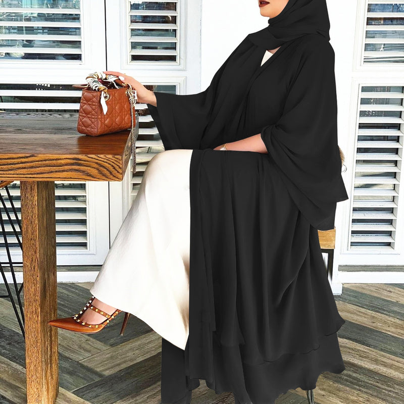 Ramadan Open Chiffon Abaya Dubai Women Sash Marocain Kaftan Eid Hijab Long Robe Muslim Fashion Clothes Turkey Vestido De Mujer