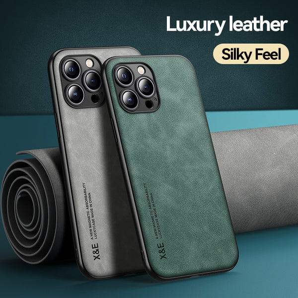 Ultra-thin Silky Feel Magnetic Phone Case For iPhone 13 11 12 14 Pro Max XS XR X 7 8Plus Luxury Texture Leather Protection Case