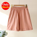 Summer Cotton Tracksuit Women Spring Loose Two Piece Sets Casual Long Sleeve  Sweatshirt &amp; Elastic Waist Shorts Female Outfits