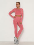 Women's Sets Skinny Tracksuit Breathable Bra Long Sleeve Top Seamless Outfits High Waist Push Up Leggings Gym Clothes Sport Suit
