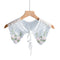 Royal Style Cotton Fake Collar Shawl Wrap Hollow Out Floral Lace Ruffled Trim Necklace Pointed Triangle Lapel Blouse