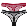 2PCS/Set Lace Sexy G-String Thongs Transparent Women&#39;s panties Low-Waist Female Underpants Mesh Perspective Briefs Lingerie M-XL