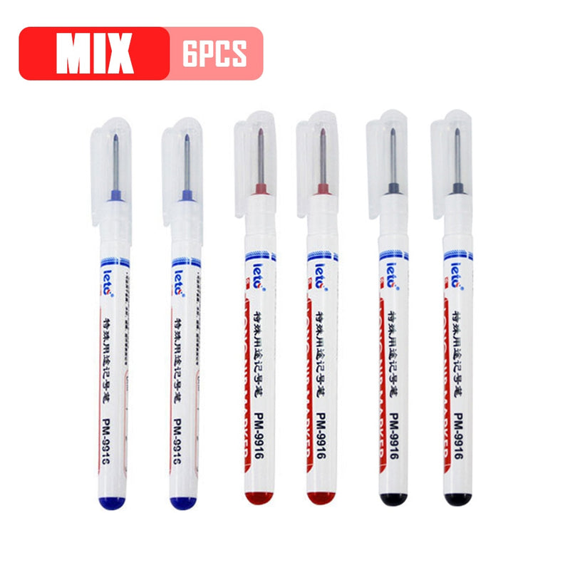 20mm Long Head Marker Pens 2/3/6/8Pcs/Set Multi-purpose Bathroom Woodworking Decoration Deep Hole Marker Pen Ink 9916 Tools Set