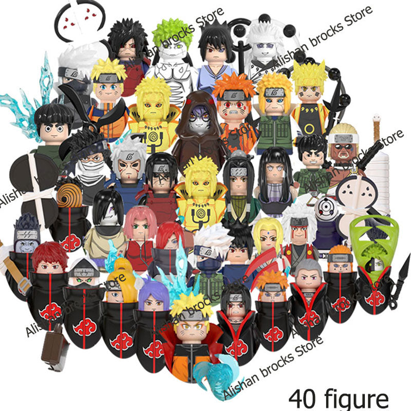 Naruto Sasuke Kakashi Akatsuki bricks Building Blocks Anime cartoon Mini Action Figures Heads Assembly Toys kids Christma Gifts
