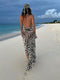 2022 Sexy Spaghetti Strap Side Split Beach Dress Summer Sundress Women Clothes Elegant Zebra Back Open Club Party Dresses A1144