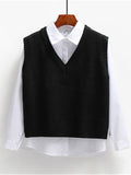 Women Sweater Vest Spring 2021 Autumn Women Short Loose Knitted Sweater Sleeveless Ladies V-Neck Pullover Tops Female Outerwear