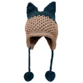 BomHCS Cute Fox Ears Beanie Winter Warm 100% Handmade Knit Hat