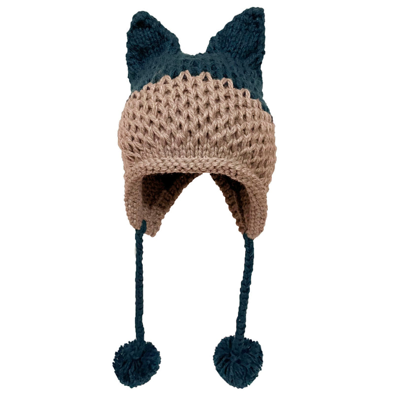 BomHCS Cute Fox Ears Beanie Winter Warm 100% Handmade Knit Hat