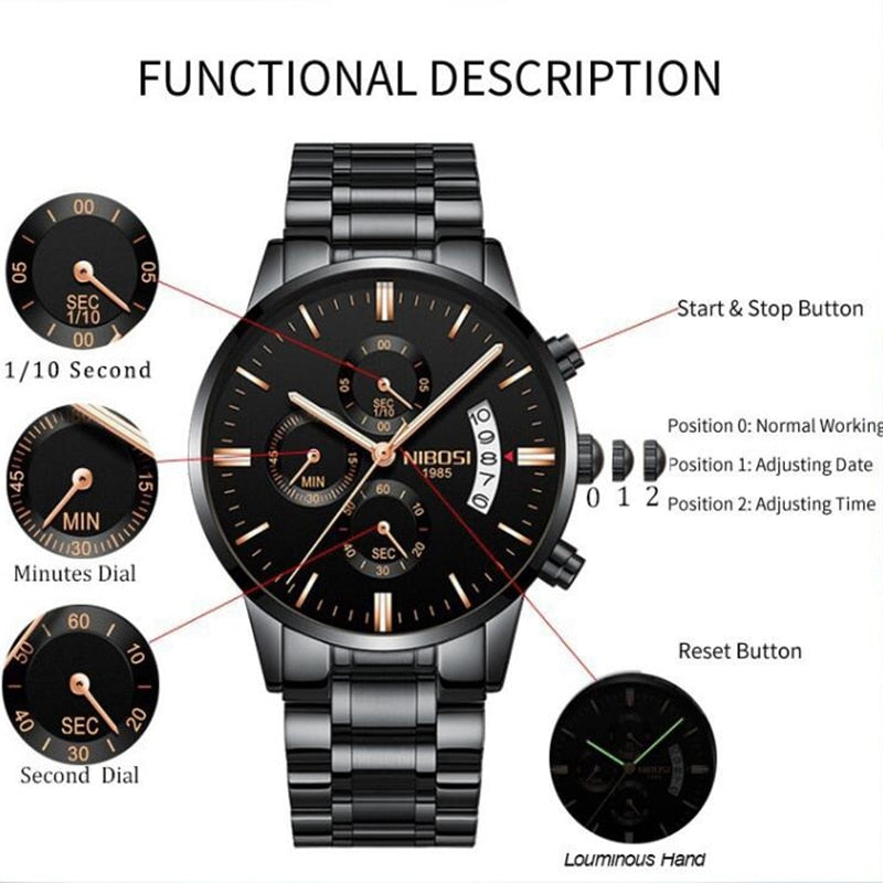 NIBOSI Relogio Masculino Mens Watches Top Brand Luxury Famous Men&