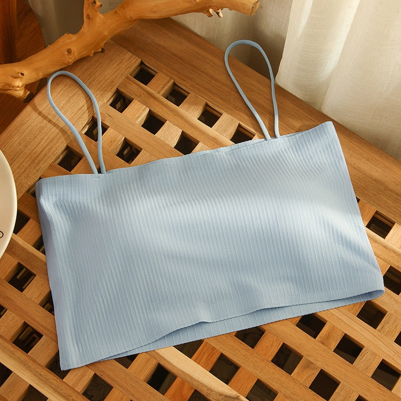 Fashion Summer Sexy Bras for Women Push Up Lingerie Ice Silk Seamless Word Sling Female Tube Top 2022 White Bralette Top Tanks