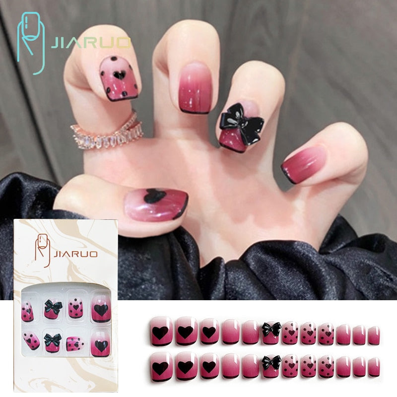 Fake Nails Art Nail Tips Press on False with Designs Set Full Cover Artificial Short Packaging Kiss Display Clear Tipsy Stick