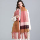 2022 New Women Plaid Scarf Winter Pashmina Shawls Cashmere Thick Wraps Lady Tassel Warm Scarves Rainbow Hairy Bufanda