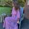 Summer Puff Sleeve Long Dress Women Geometric Print Splicing Half Sleeve Dress Elegant V-Neck Loose Holiday Beach Dress Vestidos
