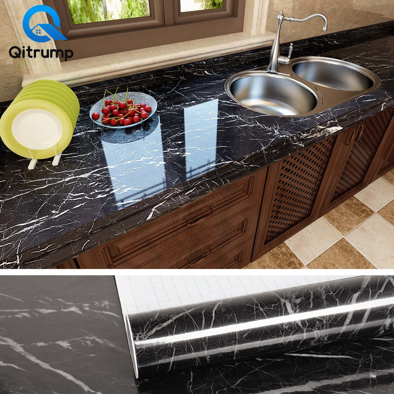 Waterproof Oil-proof Kitchen Marble Wallpaper Contact Paper PVC Self Adhesive Wall Stickers Bathroom Countertop Home Improvement