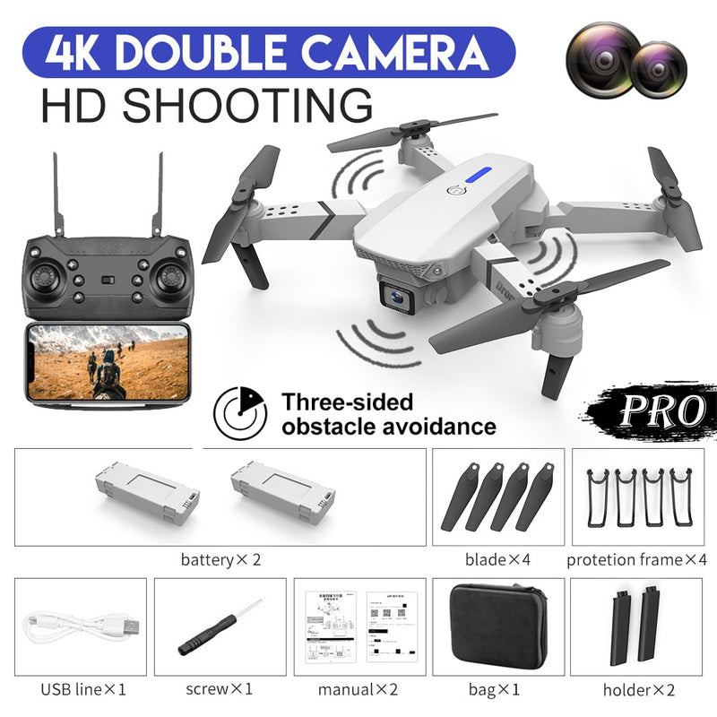 2022 New LSRC Quadcopter E88-525 Pro WIFI FPV Drone With Wide Angle HD 4K Camera Height Hold Avoidance RC Foldable Dron Gift Toy