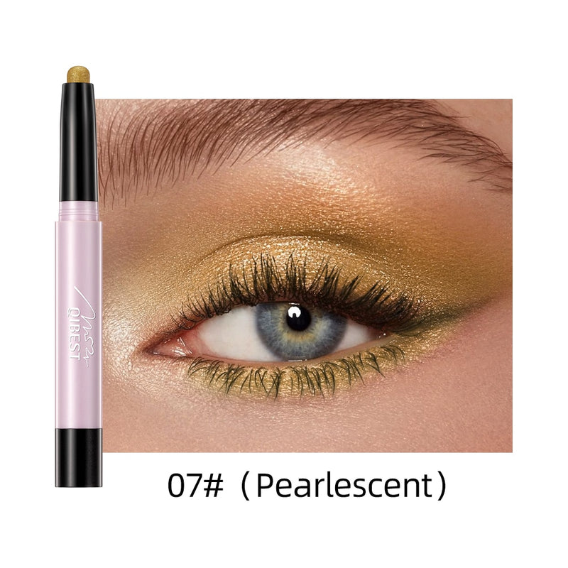 QIBEST Pearlescent Silkworm Eyeshadow Pen Lasting Waterproof Shiny Pigment Cosmetics Glitter Matte Nude Eye Shadow Pencil Makeup