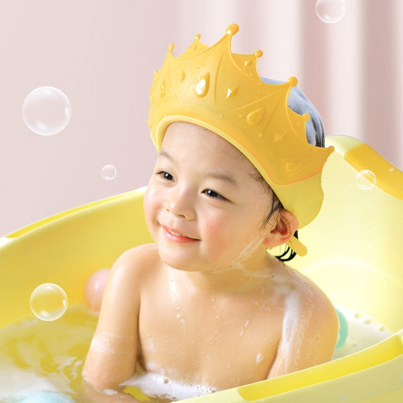 Adjustable Baby Swim Cap Bath Shampoo Eye Protection Head Shower Water Cover Baby Care Wash Hair Shower Cap For 0-6 Years Kids