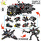 HUIQIBAO SWAT Police Station Truck Model Building Blocks City Machine Helicopter Car Figures Bricks Educational Toy For Children