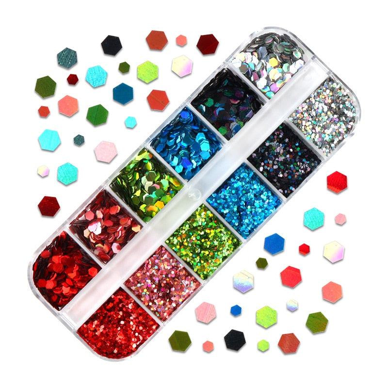 Fluorescence Butterfly Heart Fruits Various Shapes Nail Art Glitter Flakes 3D Colourful Sequins Polish Manicure Nail Decoration