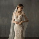 Pearls White Ivory Long Bridal Veil With Comb One Layer Cathedral Wedding Veil with Pearls Velos de Noiva Crystal Beads 75-300cm