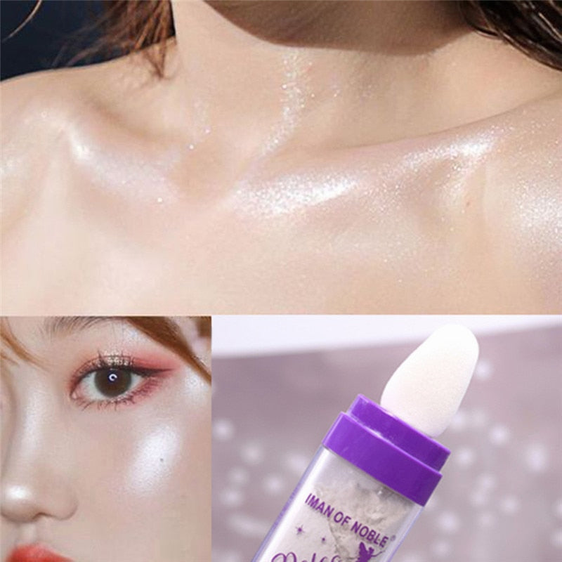 New White Moonlight Highlighter Powder Polvo De Hadas Glitter Powder Shimmer Contour Powder for Face Body Highlight Makeup