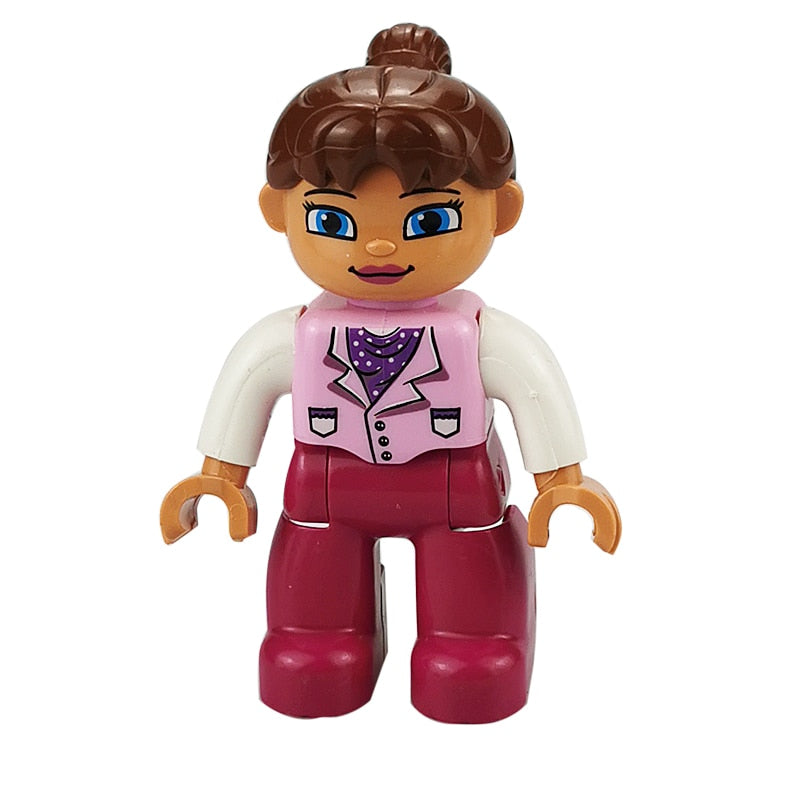 Big Size Action Figures City Princess Policemen Family Building Block Doll Character Accessory Toys Assembly Children Kids Gift
