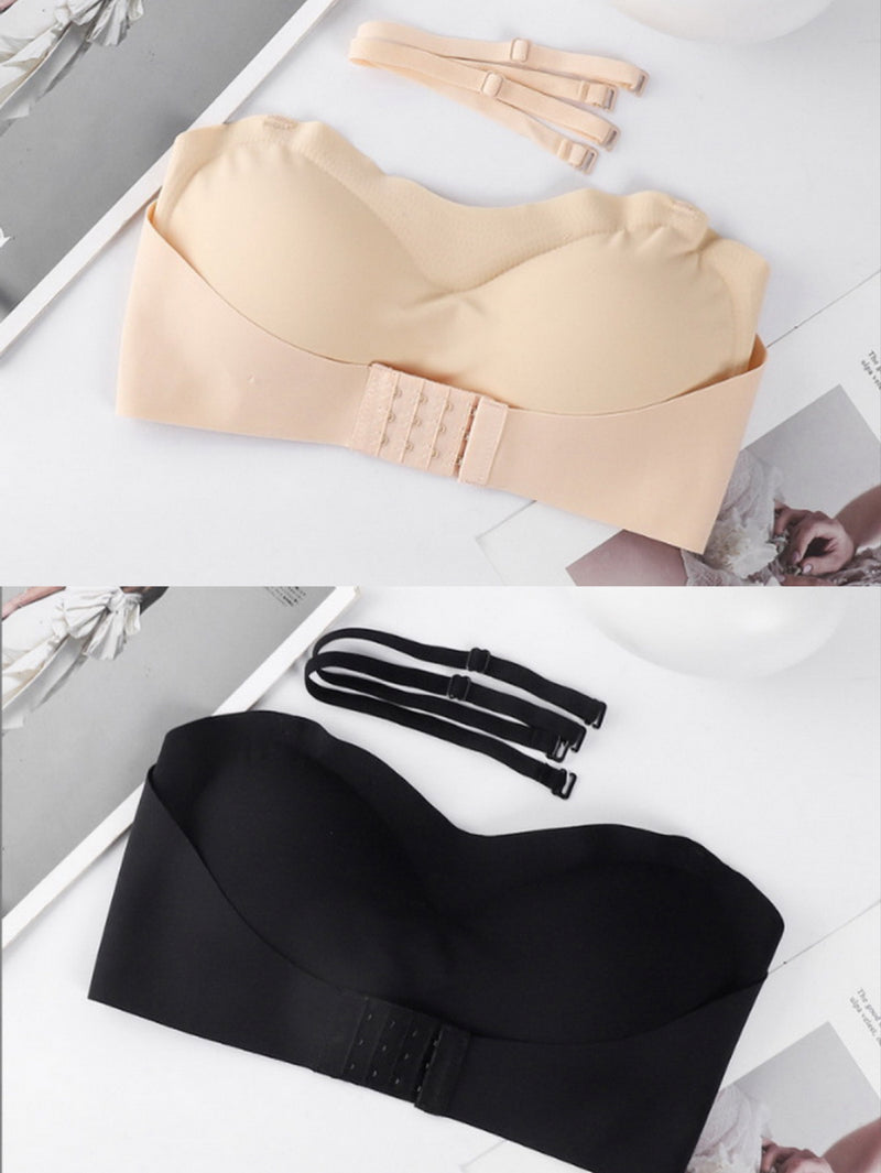 Strapless Bra Large Size Thin Section Gather Lace Non-Slip Bras Invisible Bra Lift Push Up Beautiful Back Women&