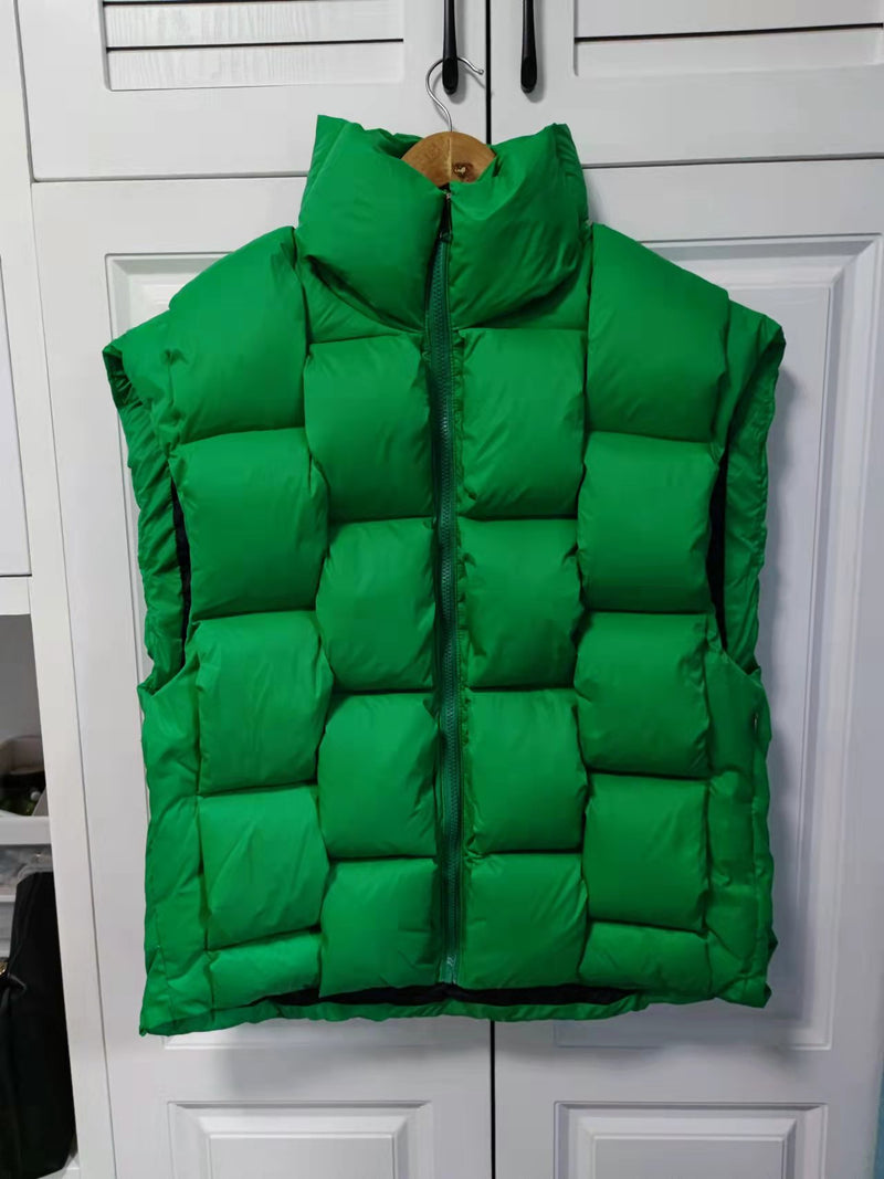 2022 Warm Waistcoat Sleeveless Women Green Loose White Duck Down Vest Fashion Stand Collar Sleeveless Jacket Woven Vest Female