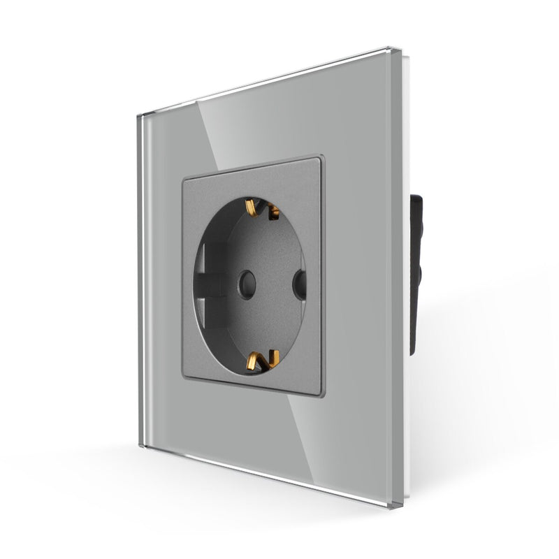 Bingoelec Power Socket,16A EU Standard Electrical Outlet 86mm*86mm White Crystal Glass Panel Wall Socket