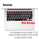 Russian silicone Keyboard Cover Protector for Macbook air13/12 /15/16pro touchbar A1706/A1466A1708/A1990/A1398/A2289/A1932/A2141