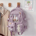 Large-capacity Cute Women Multi-Pocket Nylon Backpack Ins Junior High School Student School Bag Female Girl Backpack Laptop Book
