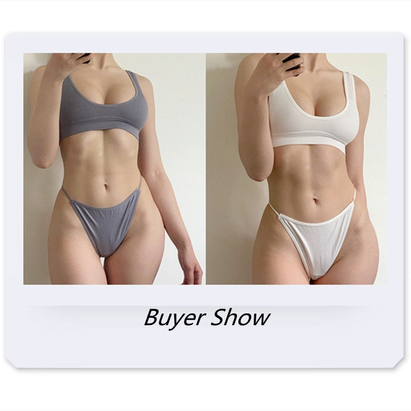 Sexy Seamless Bra Wire Free Brassiere Rib Bralette Women&