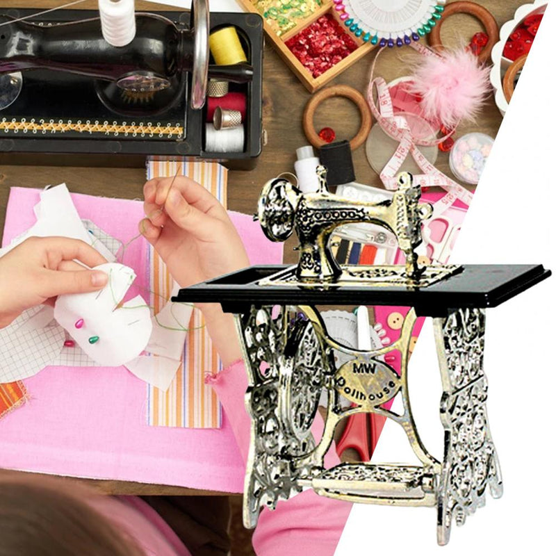 1/12 Ratio  Ingenious Dollhouse Retro Sewing Machine Novelty Miniature Sewing Machine Lightweight   for Home